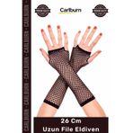 #Eldiven Modern Şık Aksesuar Uzun 26 Cm Esnek Kostüm Parti Sahne Siyah Renk Uzun File Eldiven