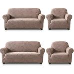 Eldost Ticaret Sehra Desen 3+3+1+1 Koltuk Örtüsü Takımı Vizon - 180 x 230 cm