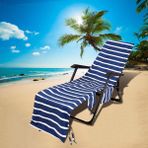 ele ELEOPTION Çizgili Plaj Şezlong Kılıfı, Mikrofiber Plaj Havluları, Havuz, Otel, Tatil için Saklama Çantalı Taşınabilir Hızlı Kuruyan Şezlong Kılıfları, 75x215 cm, Çevre Dostu ve Dayanıklı