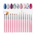 Elea Tırnak Süsleme Fırça Seti 15 Parça Pembe Renk ile Yaratıcı Nail Art Uygulamaları - Siyah