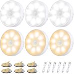 Electight 6 paket iç mekan için hareket sensörü, gece lambası, 8 LED, USB ile şarj edilebilir, 3 mod, manyetik adsorpsiyon, yatak odası, dolap, koridor, merdivenler, beyaz/sıcak sarı