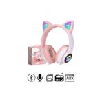 ElectraCore Stn-28 Rgb Sd Kart Girişli Radyolu Bluetooth 5.0 Kedili Kulak Üstü Kulaklık STN28PEMBE