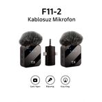 electroawm Profesyonel F11-2 Kablosuz Mikrofon Çift Verici ile Kesintisiz Canlı Yayın, Röportaj & Vlog Uyumlu