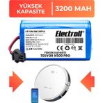 Electroll Tesvor X500 Pro Uyumlu Batarya (ULTRA YÜKSEK KAPASİTE) 3200mah Pil Robot Süpürge Batarya Değişimi