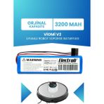 Electroll Viomi V2 Uyumlu Batarya (ORJİNAL KAPASİTE) 3200mah Pil Robot Süpürge Batarya Değişimi