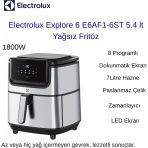 Electrolux 1800W E6af1 Airfryer 8 Programlı 7 L Sepet Kapasiteli, 5.4 L Kızartma Kapasitesi Sıcak Hava Fritözü + Mutfak Hassas Tartı Hediye