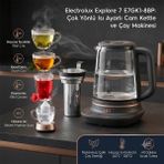 Electrolux Explore Siyah Dokunmatik Isı Ayarlı Cam Kettle, Su Isıtıcı ve Çay Makinesi - 1.7 Litre Kapasiteli, Paslanmaz Çelik Demlikli, 40-100 Derece Hassas Isı Kontrollü Akıllı Isıtıcı