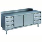 Electrolux Professional Dolaplı Çalışma Tezgahı, 3+3 Çekmece Bloğu, 2 Kayar Kapı, Sırtlı - 2000 Mm NTA2010P