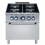 Electrolux Professional Endüstriyel 4 Açık Ateşli Gazlı Kuzine, Her Brulör 5,5 Kw, Gazlı Fırın (6 Kw), Derinlik 730 Mm - 800 Mm E7GCGH4CG0