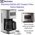 Electrolux Zaman Ayarlı Demleme, Aroma Seçme, Otomatik KAPANMA,1000W,CREATE 5 Filtre Kahve Makinesi - Inox