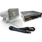 electroon Pazarcı Ses Sistemi Takım Set 12V Amfi+50W Horn Hoparlör+Mikrofon