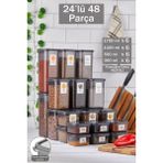 Elegance 24'lü 48 Parça Kare Erzak ve Bakliyat Saklama Kabı Seti 6x(0,30-0,50-1,10-1,70 Lt)Etiketli