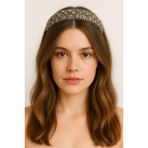 Elegance Crystal Bridal Headband, Gelin Tacı, Rhinestone Saç Aksesuarı, Lüks Kristal Taşlı Düğün Taç, Gümüş Rengi