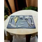 Elegance Gümüş Yapraklı Söz Nişan Tepsisi GRİ