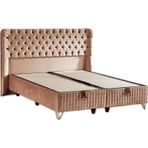 Elegance Lüks Baza Ve Başlık Seti 100X200 Cm Tek Kişilik Krem Babyface Kumaş Baza Ve Başlık Takımı