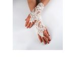 Elegance Scarf Beyaz Dantel Parmaksız Gelin Eldiveni 5555