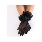Elegance Scarf Elegance Siyah Fiyonk Detaylı Gelin Eldiveni Nikah Eldiveni Şık Tasarım