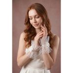 Elegance Scarf (G)beyaz Puanlı Bilek Gelin Eldiveni