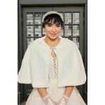 Elegance Scarf Kadın Kırık Beyaz Uzun Broşlu Etol Gelin Bolero Şal - Standart