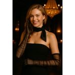 Elegance Scarf Uzun Siyah Tül Gelin Eldiveni Nikah Eldiveni 6021 - 90 cm - 5-Siyah
