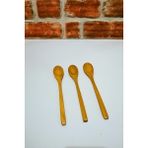 Elegancev Ahşap 3 Lü Mama Kaşık - Yemek Kaşık- Ahşap Kahve- Şeker Kaşığı - Kahverengi