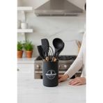 Elegant 5 Parça Silikon Servis Seti Takımı Siyah Kaşıklık Standlı