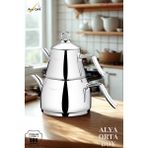 Elegant Alya Orta Boy Çelik Kulplu Çaydanlık Takımı