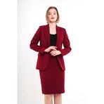 Elegant Bordo Takım Elbise, Kalem Etek ve Ceket, Astarlı, Ofis ve İş Kıyafeti, Kadın İçin Klasik Kesim (Bordo, 42)