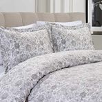 Elegant Comfort Lüks 2 Parça Ters Çevrilebilir Nevresim Takımı - Ultra Yumuşak 1500 İplik Sayısı Mısır Kalitesi Şal Deseni - Düğmeli Yorgan Kılıfı ve 2 Yastık Kılıfı, Tam/Kraliçe, Gri