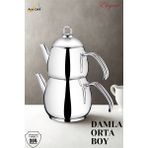 Elegant Damla Orta Boy Çelik Kulplu Çaydanlık Takımı