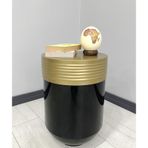 Elegant Dekoratif Eskitme Darbuka Parlak Siyah Sehpa 60Cm