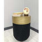 Elegant Dekoratif Eskitme Darbuka Siyah Sehpa 60Cm