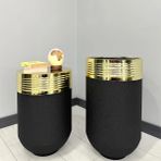 Elegant Dekoratif Gold Darbuka Siyah Saksi 70Cm + Sehpa 60Cm Ikili Set
