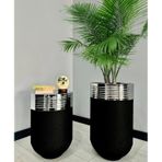 Elegant Dekoratif Krom Darbuka Siyah Saksi 70Cm + Sehpa 60Cm Ikili Set