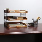 Elegant Designs HG1022-NWD Ev Ofis Ahşap Masa Düzenleyici Posta Mektup Tepsisi 3 Raflı, Doğal Ahşap