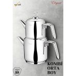 Elegant Kombi Orta Boy Çelik Kulplu Çaydanlık Takımı