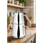 Elegant Piramit Orta Boy Çelik Kulplu Çaydanlık Takımı