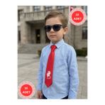 Elegante Cravatte 10 ADET Çocuklar İçin Atatürk Tasarımlı Kırmızı Saten Kravat - Kız / Erkek Uyumlu