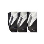 Elegante Cravatte Antrasit - Füme - Gümüş Gri Renk 3'lü Armürlü Kravat Ve Mendil Set