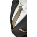 Elegante Cravatte Bej Renginde Armürlü Oxford Desen Kravat ve Mendil