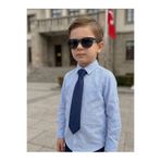 Elegante Cravatte Çocuklar İçin Düz Lacivert Saten Kravat - Erkek ve Kız Uyumlu (2-12 Yaş)