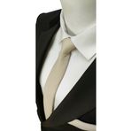 Elegante Cravatte Ekru Armürlü Desen Kravat ve Mendil Seti