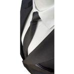 Elegante Cravatte Erkek Siyah Renk Armürlü Dokuma Kravat Ve Mendil