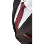 Elegante Cravatte KD032 Bordo Renk Armürlü Desen Kravat ve Mendil Seti