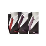 Elegante Cravatte Kırmızı - Mürdüm - Lavanta Renk 3'lü Armürlü Kravat Ve Mendil Set