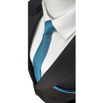 Elegante Cravatte Mavi Renkte Armürlü Dokuma Kravat ve Mendil