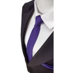 Elegante Cravatte Mor Renk Armürlü Dokuma Kravat ve Mendil