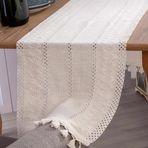 ELEGANTE HOME Pamuklu Şal Motif Dantel Örgü Runner 35x150 - Ekru Dokuma Runner, Yılbaşı, Ev Dekorasyon, Mutfak