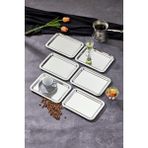 Elegante Noir Serisi Krom Sunum Tepsisi, Söz Nişan Tepsisi, 22X16CM, Avangart Dizayn, 6 Adet