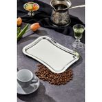 Elegante Serisi Krom Sunum Tepsisi, Söz Nişan Tepsisi, 24CM, Avangart Dizayn, Tek Adet